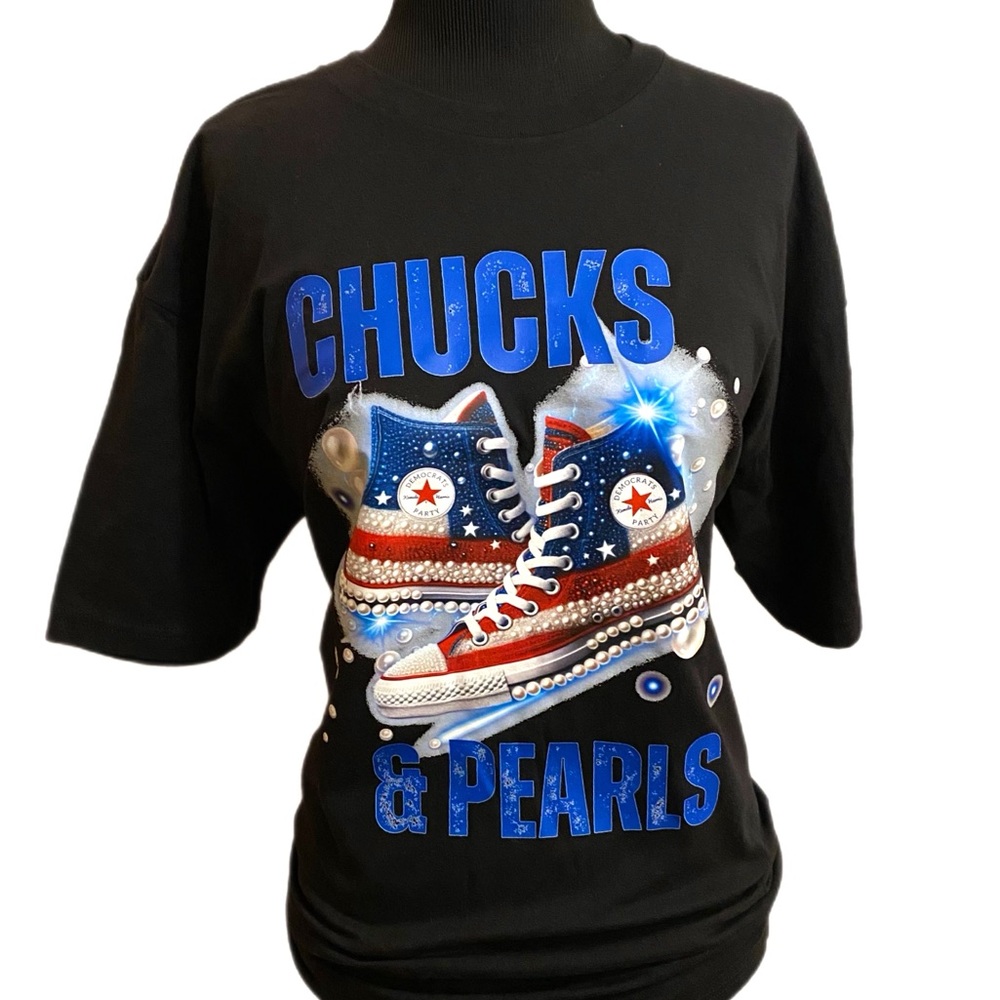 Chucks & Pearls Kamala Harris Unisex Short Sleeve Graphic T-Shirt